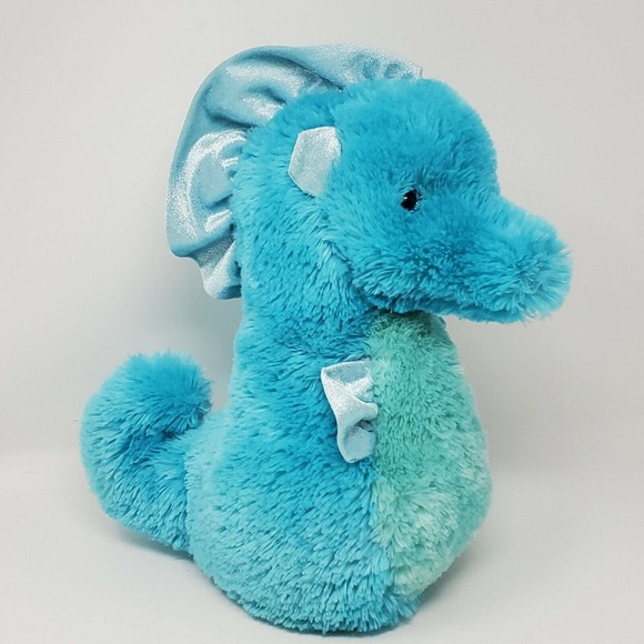 Aurora Destination Nation Seahorse Plush Stuffed Animal 13" Blue Glitter Ocean - Picture 1 of 5